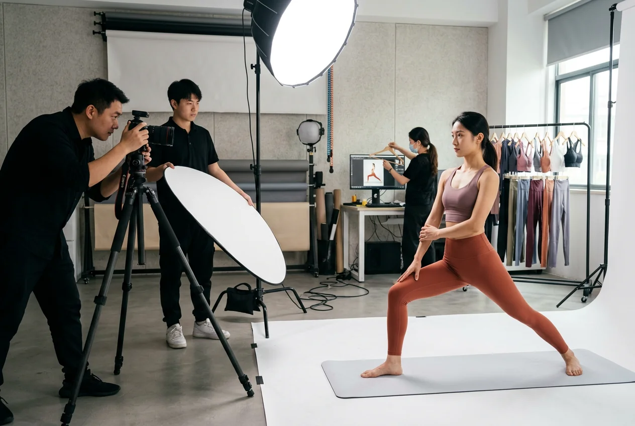 DTC yoga brand product photoshoot setup
