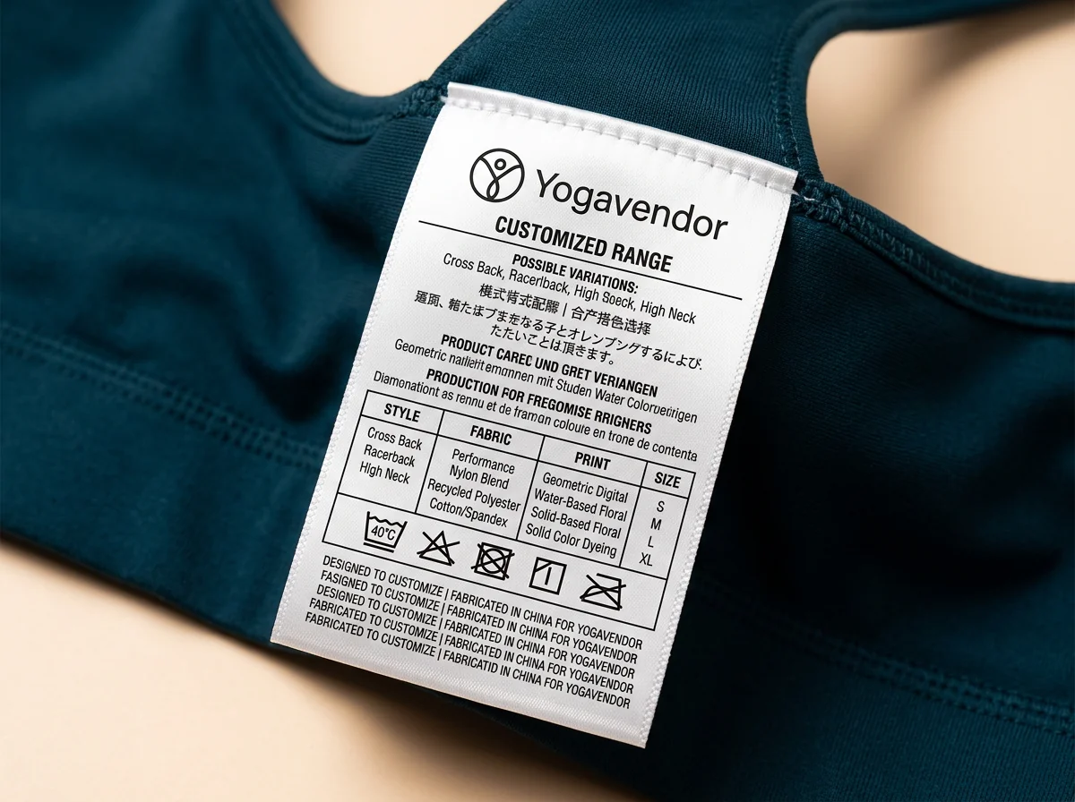 Care and wash label with multilingual content