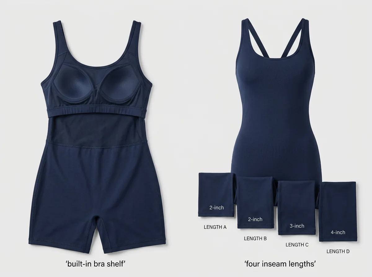 Built-in bra shelf and short layer