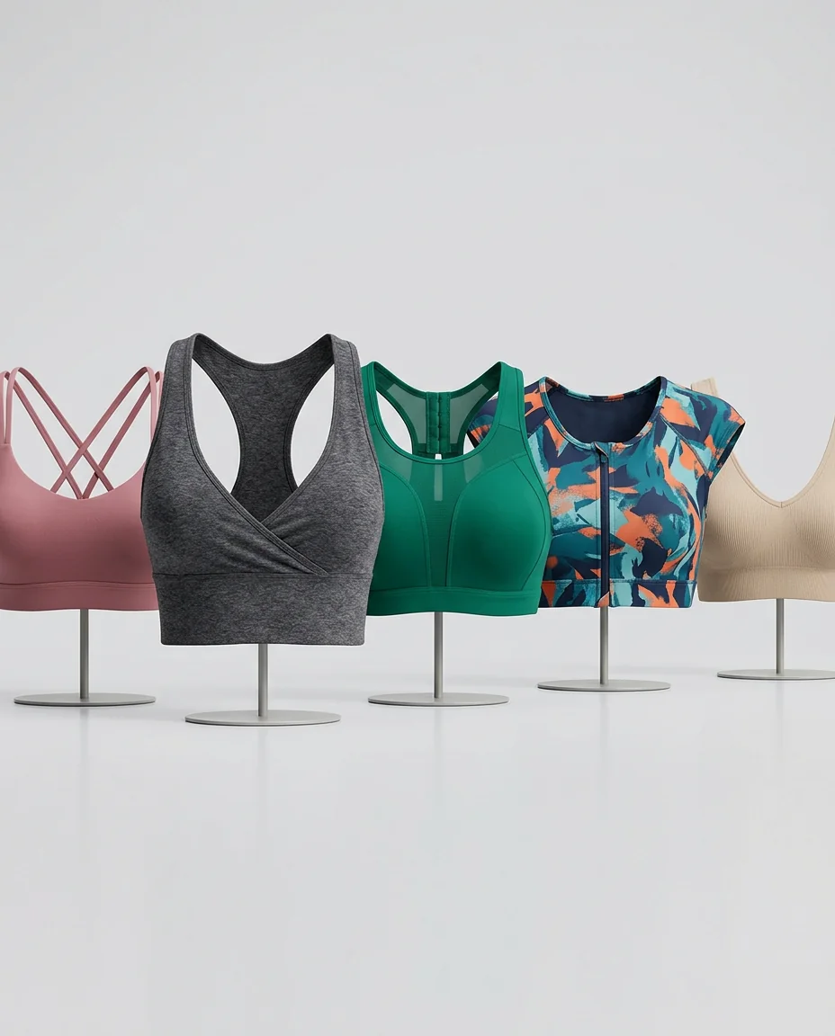Longline sports bra — extends past underbust, yoga lounge crossover style