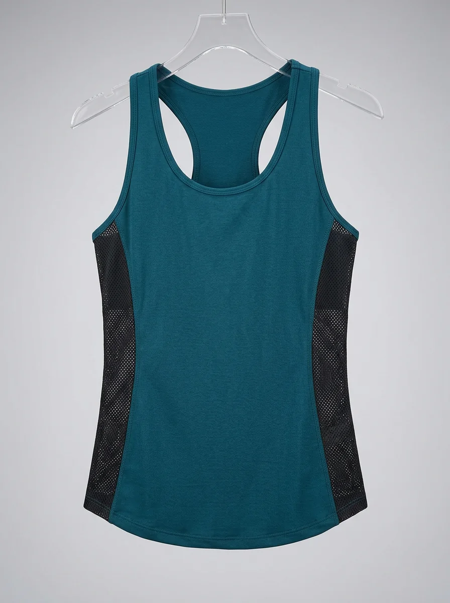 Mesh-paneled tank top with side ventilation