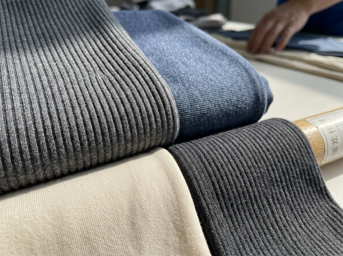 Ribbed cotton-modal-spandex fabric macro