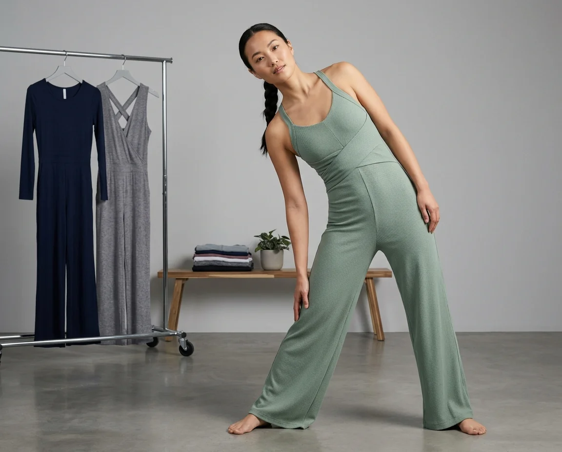 Wide-leg yoga jumpsuit