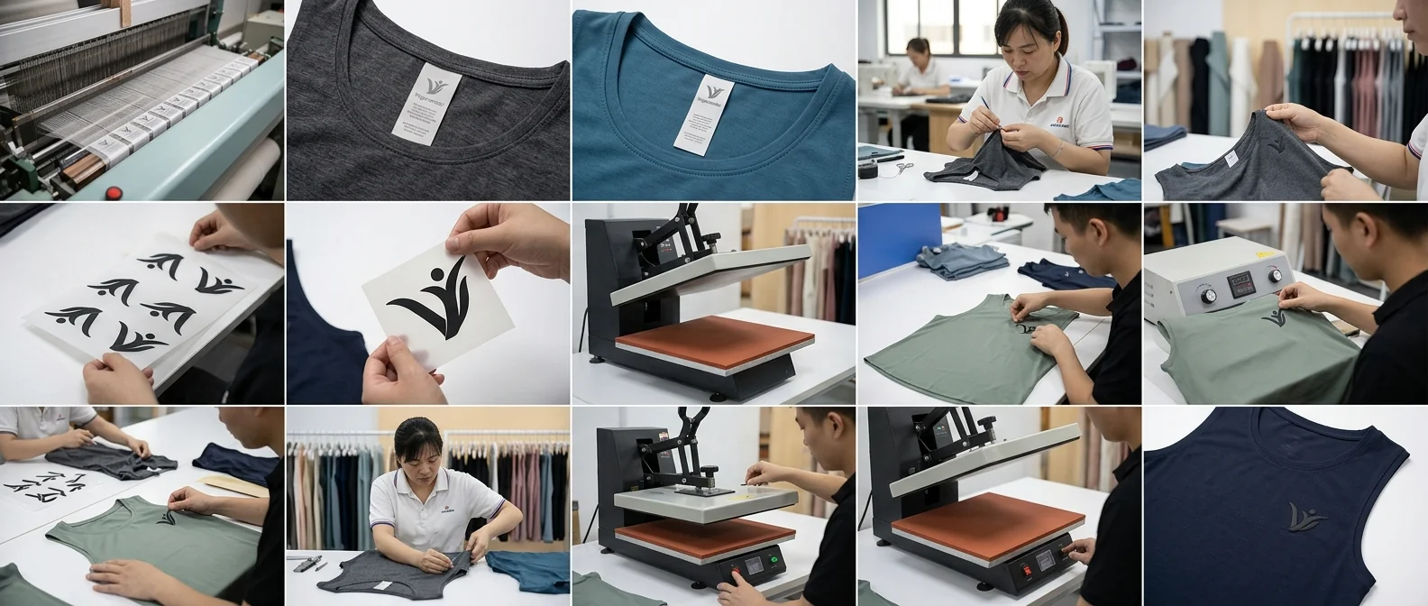 Custom woven neck labels and silicone heat-transfer logo application