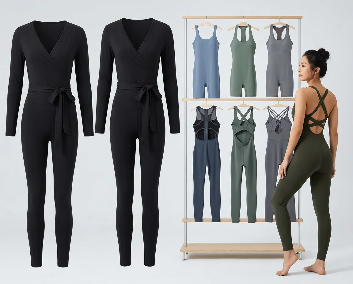 Wrap V-neck yoga jumpsuit